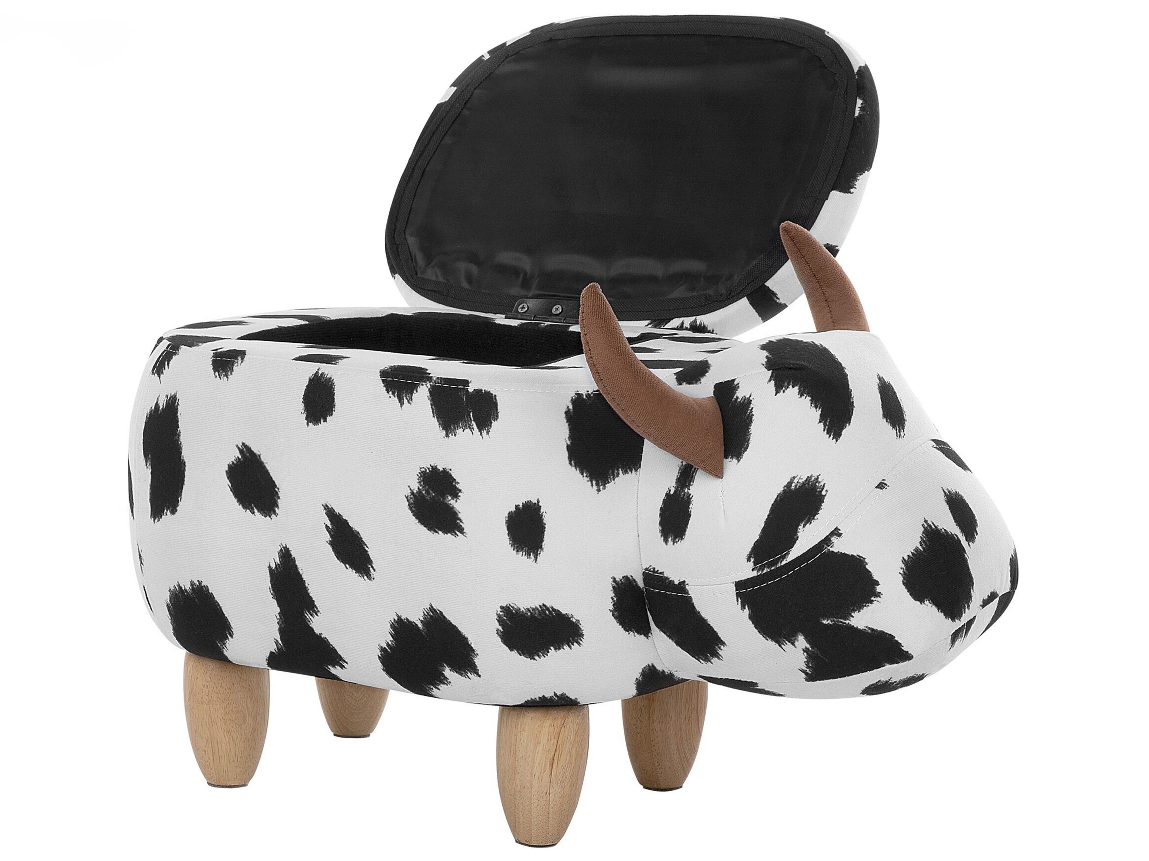 Beliani Hocker Polsterbezug mit Stauraum schwarz-weiß Cow 