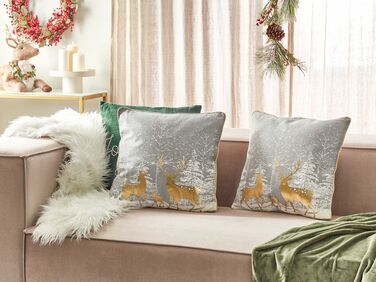 Set of 2 Cotton Cushions Christmas Motif 45 x 45 cm Grey AECHMEA