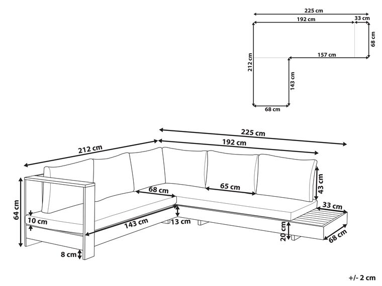 Right Hand 5 Seater Acacia Wood Garden Corner Sofa Set White MARETTIMO