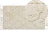 Teppich Baumwolle hellbeige 80 x 150 cm marokkanisches Muster Kurzflor SILCHAR_839234