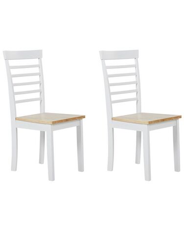 Set of 2 Wooden Dining Chairs Light Wood and White BATTERSBY