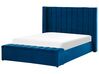 Łóżko wodne welurowe z ławką 140 x 200 cm niebieskie NOYERS_915281