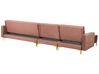 Høyrevendt modulær fløyelssofa med fotskammel rosa ABERDEEN_750131