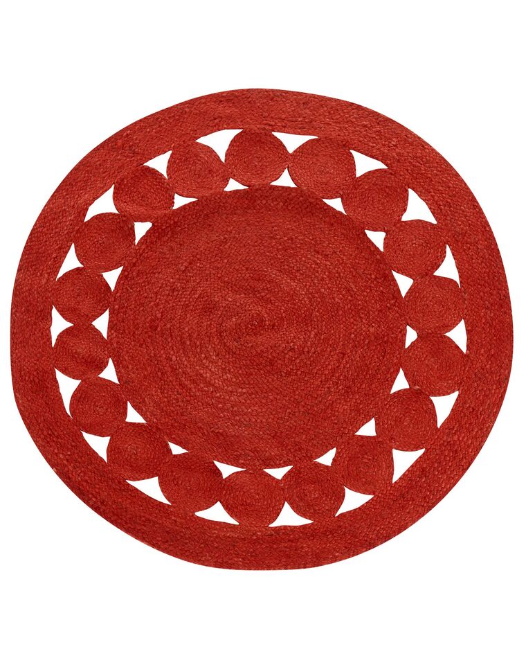 Kulatý jutový koberec ø 120 cm červený KOYUNLU_904046