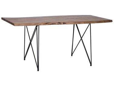 Acacia Dining Table 200 x 100 cm Dark Wood with Black MUMBAI