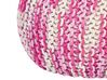 Cotton Knitted Pouffe 50 x 35 cm White and Pink CONRAD_842519
