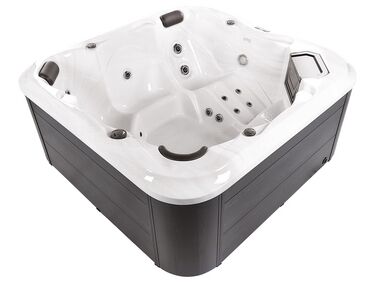 Bañera de hidromasaje LED de acrílico blanco/plateado/negro 210 x 210 cm TULAROSA