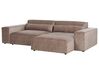 Left Hand 2-Seater Modular Fabric Corner Sofa with Ottoman Brown HELLNAR_912323