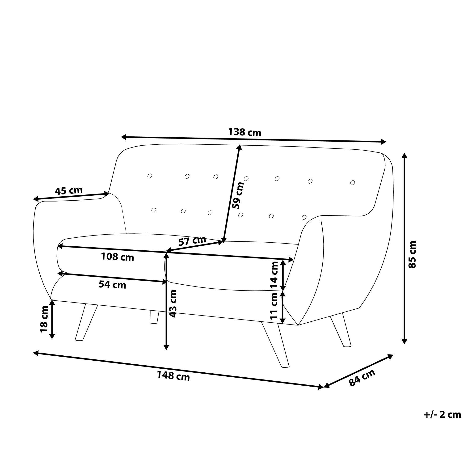 Sofa 2-osobowa welurowa niebieska BODO
