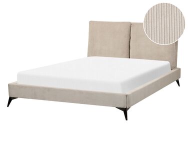 Bed corduroy taupe 140 x 200 cm MELLE