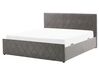 Zamatová posteľ s úložným priestorom 160 x 200 cm sivá ROCHEFORT_786516