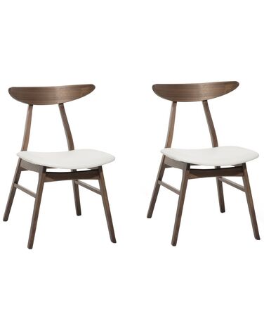 Conjunto de 2 cadeiras de jantar em madeira castanha escura e branco LYNN