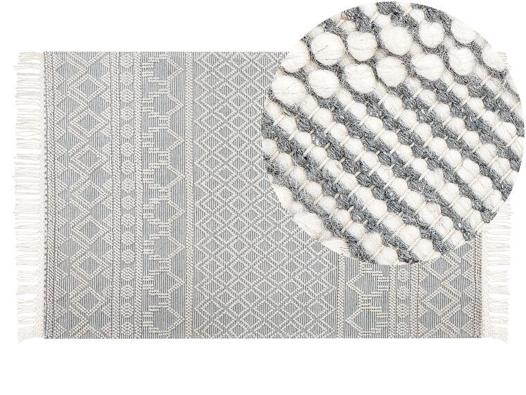Wool Area Rug with Geometric Pattern 160 x 230 cm Beige and Grey SOLHAN_855609