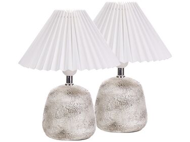 Sada 2 keramických stolních lamp šedé/bílé ZEYI