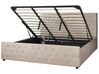 Zamatová posteľ s úložným priestorom 180 x 200 cm sivobéžová AMIENS_914364