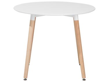 Mesa de jantar branca com pernas de madeira ⌀ 90 cm BOVIO