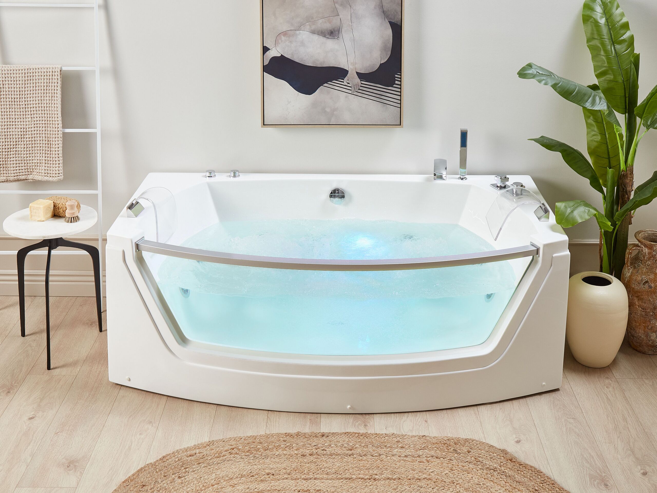 Banheira de hidromassagem com LED em branco FUERTE