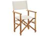 Set of 2 Acacia Folding Chairs and 2 Replacement Fabrics Light Wood with Off-White / Tropical Leaves Pattern CINE_819253