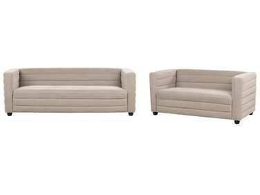 Conjunto de sofás 5 lugares em tecido taupe HOFN