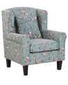 Fabric Wingback Chair with Footstool Floral Pattern Green HAMAR_794165