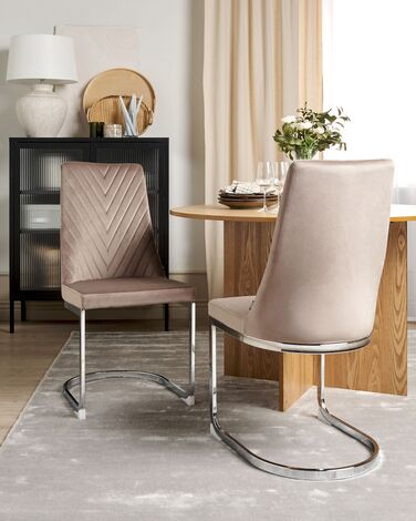 Set of 2 Velvet Dining Chairs Beige ALTOONA