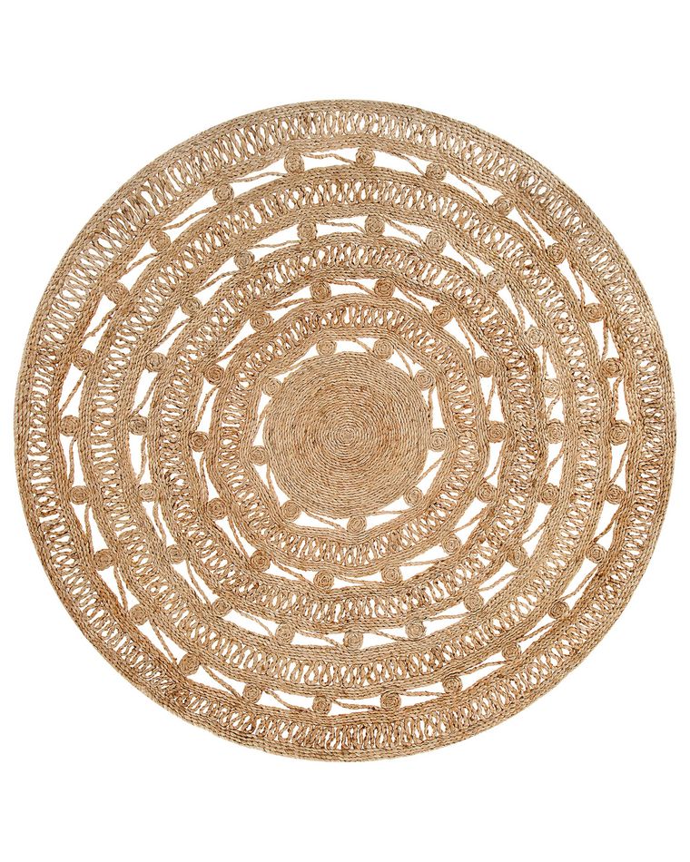 Round Jute Area Rug ⌀ 140 cm Beige KERER | Beliani.co.uk
