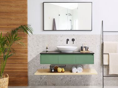 4 Piece Bathroom Furniture Set Green and Light Wood ZARAGOZA