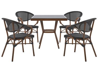 Trädgårdsmöbelset av bord och 4 stolar svart CASPRI