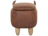 Faux Leather Storage Animal Stool Brown COW_710564