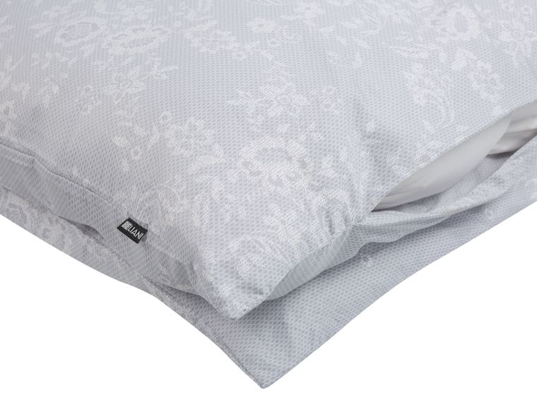 Cotton Sateen Duvet Cover Set Flower Pattern 220 x 240 cm Grey