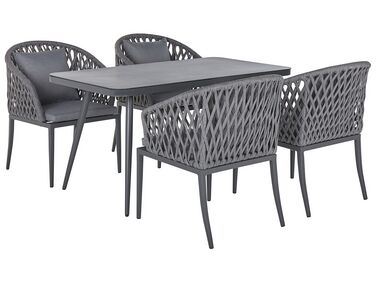 Zestaw ogrodowy metalowy stół i 4 krzesła szary LIPARI