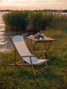 2 Seater Bamboo Sun Lounger Set with Coffee Table Light Wood and Off-White ATRANI /MOLISE_828699