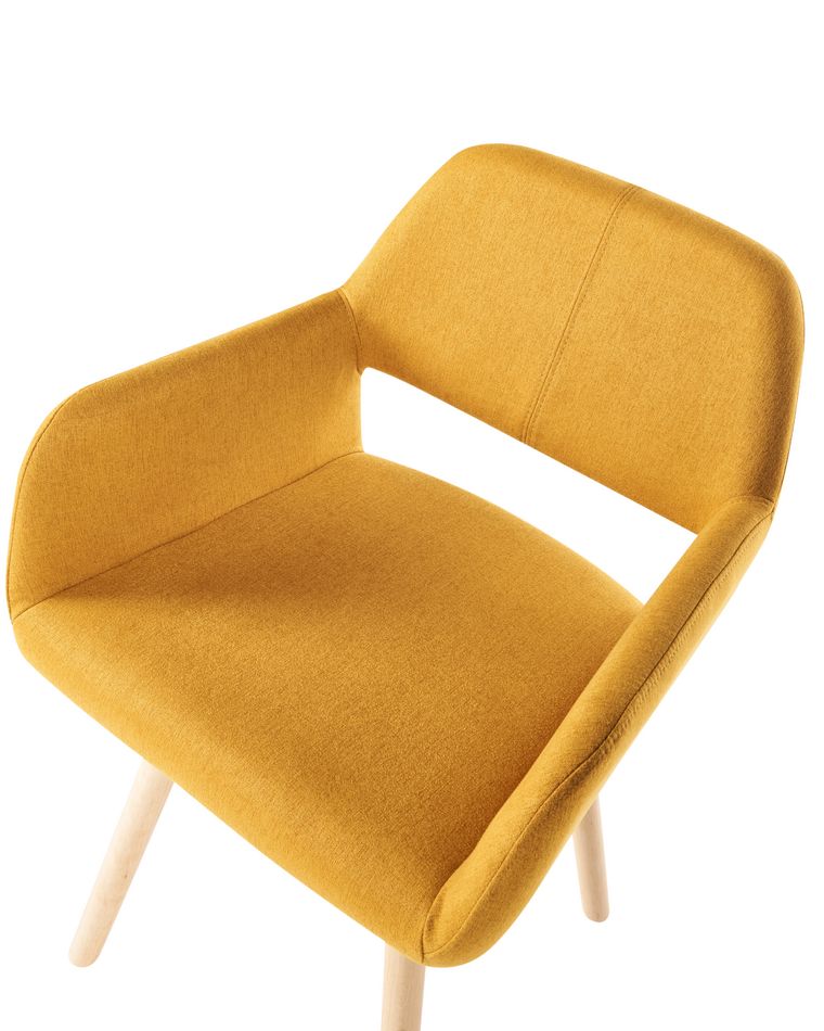 Set of 2 Fabric Dining Chairs Yellow CHICAGO Beliani.co.uk