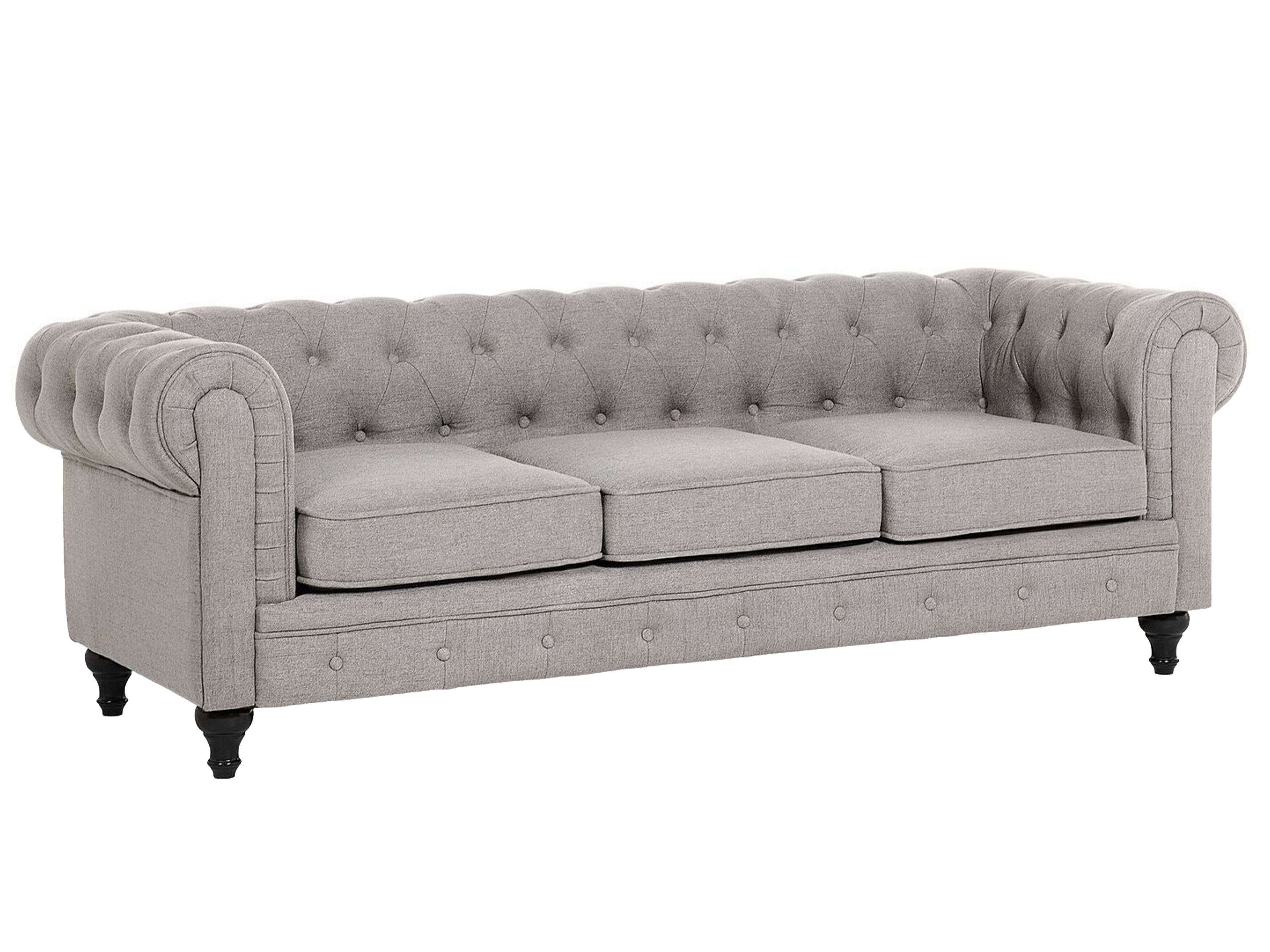 Fabric Living Room Set Light Grey CHESTERFIELD Beliani.co.uk