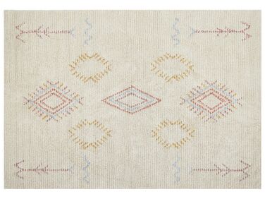 Teppich Baumwolle beige 160 x 230 cm geometrisches Muster Kurzflor BETTIAH