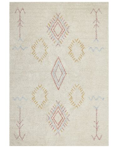 Teppich Baumwolle beige 160 x 230 cm geometrisches Muster Kurzflor BETTIAH