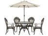 4 Seater Metal Garden Dining Set Brown SAPRI with Parasol (16 Options)_877715