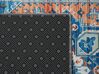 Teppich blau / orange orientalisches Muster 80 x 300 cm Kurzflor RITAPURAM_831635