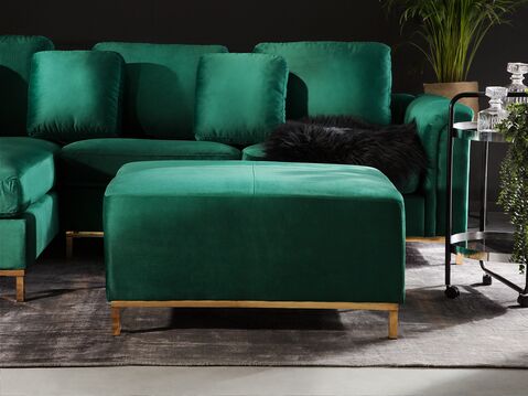 Emerald green velvet ottoman