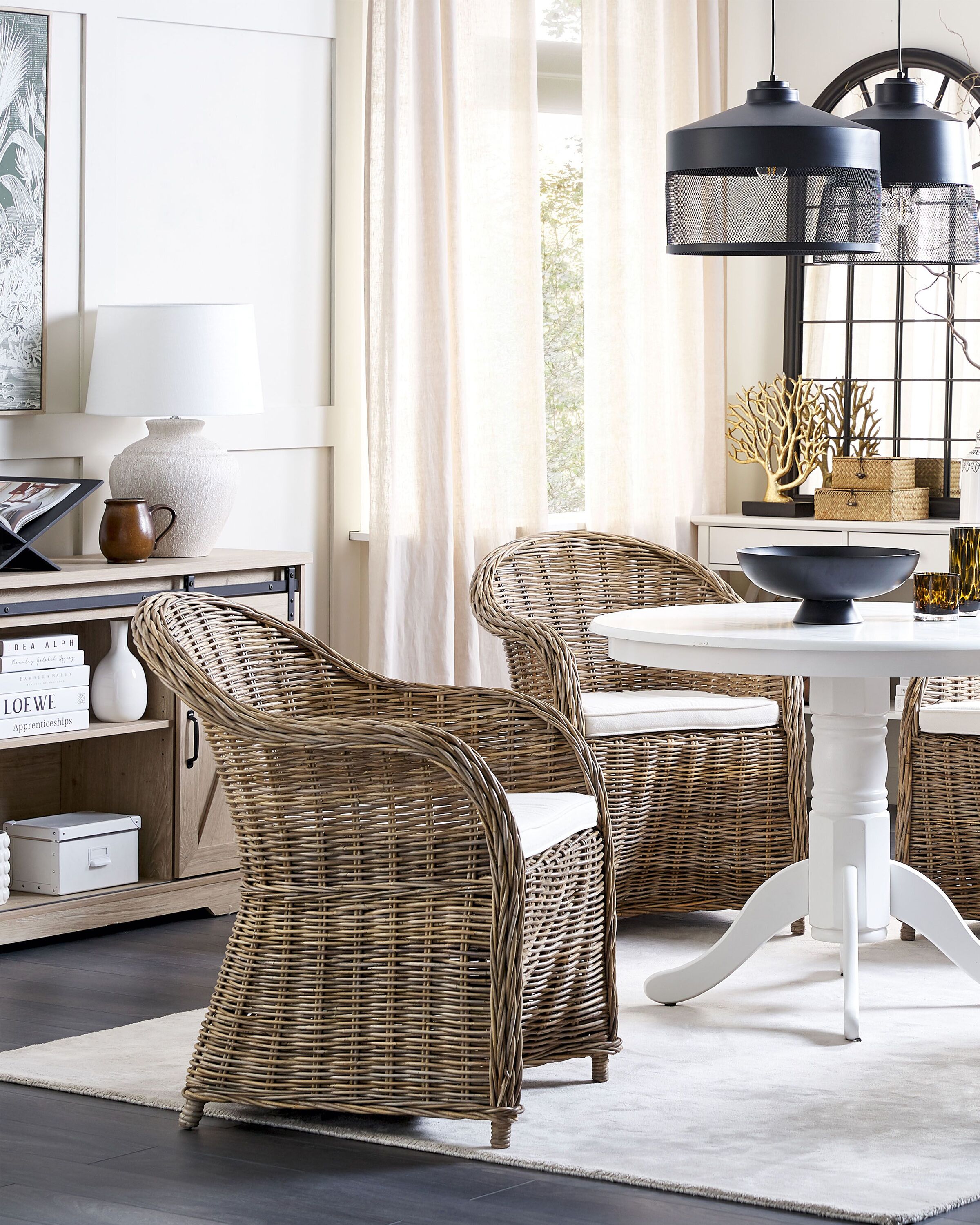 Set of 2 Rattan Garden Chairs Natural SUSUA | Beliani.co.uk