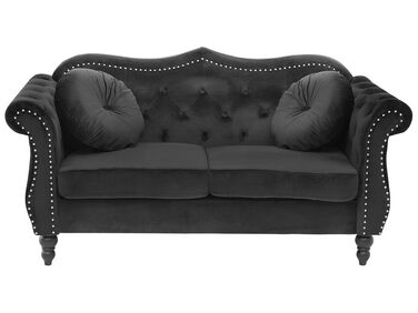 2-istuttava sohva samettinen musta SKIEN