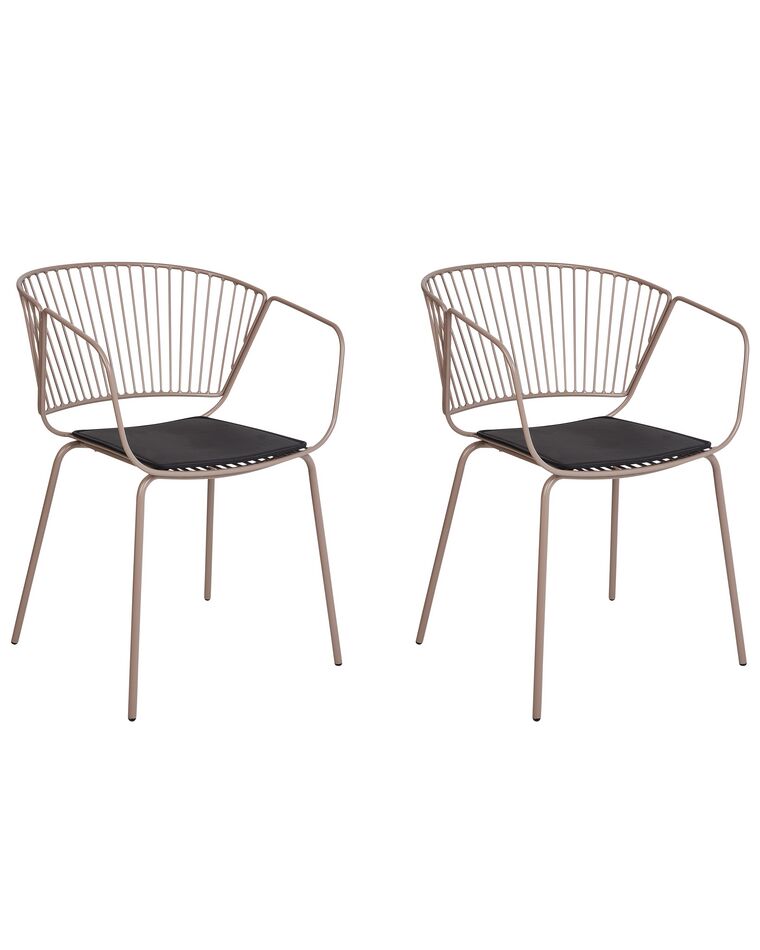 Set of 2 Metal Dining Chairs Beige RIGBY_907864