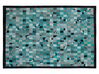 Kožený koberec 140 x 200 cm tyrkysová/sivá NIKFER_758307