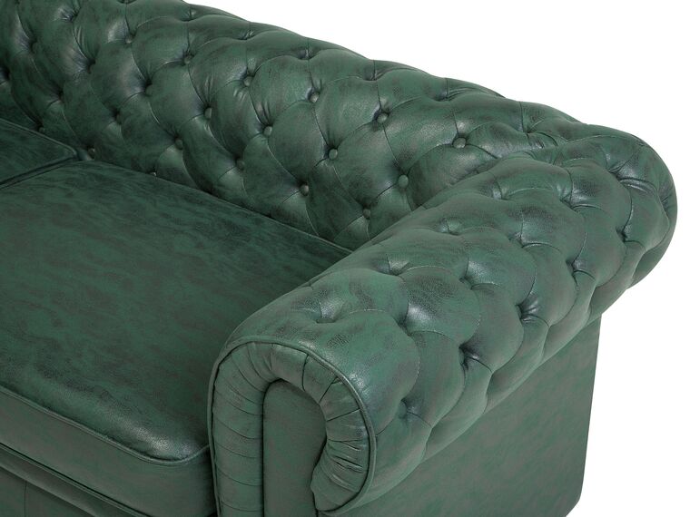 Sofá de piel sintética verde CHESTERFIELD Beliani.es