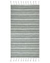 Outdoor Teppich dunkelgrün / weiß 80 x 150 cm Streifenmuster Kurzflor BADEMLI_846543