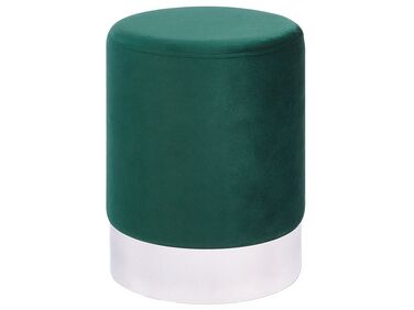 Pouf Samtstoff smaragdgrün / silber ⌀ 36 cm rund BRIGITTE