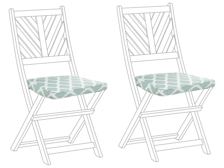 Sitzkissen für Stuhl TERNI 2er Set Dreiecke mintgrünes Muster 37 x 34 x 5 cm_844207