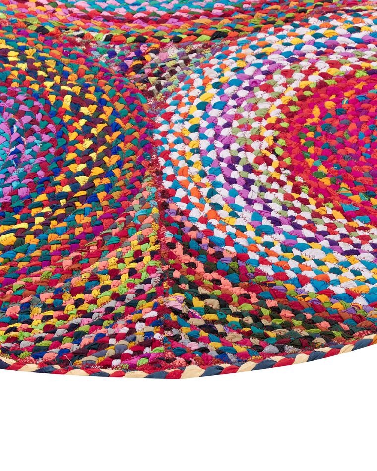Round Cotton Rug ⌀ 140 cm Multicolour LADIK Beliani.co.uk