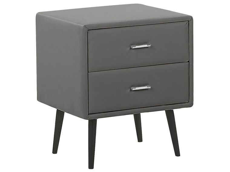 2 Drawer Faux Leather Bedside Table Grey ESSONNE_789018