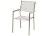 Conjunto de mesa com tampo triplo granito flameado preto 220 x 100 cm e 8 cadeiras brancas GROSSETO_379918